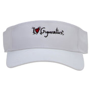 I Love Gymnastics Embroidered Cotton Twill Sun Visor - White OSFM