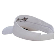 I Love Gymnastics Embroidered Cotton Twill Sun Visor - White OSFM