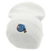 Film Roll Embroidered 12 Inch Long Knitted Beanie - White OSFM