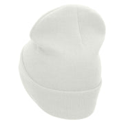 Film Roll Embroidered 12 Inch Long Knitted Beanie - White OSFM