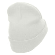 Film Roll Embroidered 12 Inch Long Knitted Beanie - White OSFM