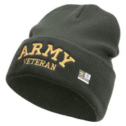 Army Veteran Letters Embroidered 12 Inch Long Knitted Beanie