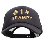 No.1 Grandpa Embroidered Summer Foam Mesh Trucker Cap - Black OSFM