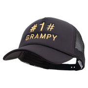 No.1 Grandpa Embroidered Summer Foam Mesh Trucker Cap - Black OSFM