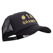 No.1 Grandpa Embroidered Summer Foam Mesh Trucker Cap - Black OSFM