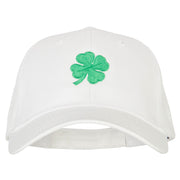 St. Patrick's Day Four Leaf Clover Embroidered Solid Cotton Low Cap