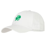 St. Patrick's Day Four Leaf Clover Embroidered Solid Cotton Low Cap