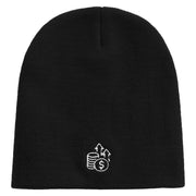 Stocks Embroidered 8 Inch Short Beanie - Black OSFM