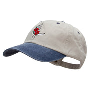 Crescent Moon With Flowers Embroidered Pigment Dyed Wash Cap - Beige-Navy OSFM