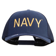 Licensed US Navy Embroidered Flexfit Mesh Trucker Cap - Navy OSFM