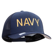 Licensed US Navy Embroidered Flexfit Mesh Trucker Cap - Navy OSFM