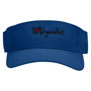 I Love Gymnastics Embroidered Cotton Twill Sun Visor - Royal OSFM