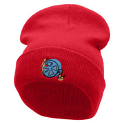 Film Roll Embroidered 12 Inch Long Knitted Beanie - Red OSFM