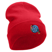 Film Roll Embroidered 12 Inch Long Knitted Beanie - Red OSFM