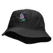 Lilac Flower Embroidered Bucket Hat - Black OSFM