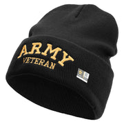 Army Veteran Letters Embroidered 12 Inch Long Knitted Beanie