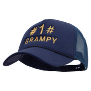 No.1 Grandpa Embroidered Summer Foam Mesh Trucker Cap - Navy OSFM