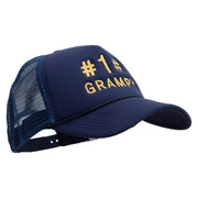 No.1 Grandpa Embroidered Summer Foam Mesh Trucker Cap - Navy OSFM