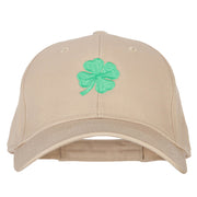 St. Patrick's Day Four Leaf Clover Embroidered Solid Cotton Low Cap