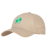 St. Patrick's Day Four Leaf Clover Embroidered Solid Cotton Low Cap