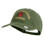 2nd Marine Division Veteran Embroidered Washed Solid Pigment Dyed Cotton Twill Brass Buckle Cap - Olive OSFM