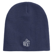 Stocks Embroidered 8 Inch Short Beanie - Navy OSFM