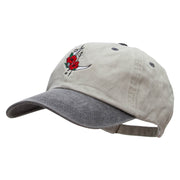 Crescent Moon With Flowers Embroidered Pigment Dyed Wash Cap