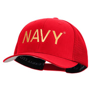 Licensed US Navy Embroidered Flexfit Mesh Trucker Cap - Red OSFM