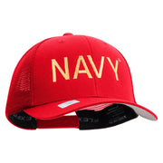 Licensed US Navy Embroidered Flexfit Mesh Trucker Cap - Red OSFM