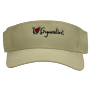 I Love Gymnastics Embroidered Cotton Twill Sun Visor - Khaki OSFM