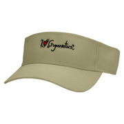 I Love Gymnastics Embroidered Cotton Twill Sun Visor - Khaki OSFM