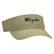 I Love Gymnastics Embroidered Cotton Twill Sun Visor - Khaki OSFM