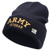 Army Veteran Letters Embroidered 12 Inch Long Knitted Beanie