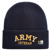 Army Veteran Letters Embroidered 12 Inch Long Knitted Beanie