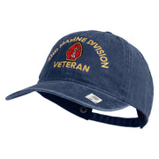 2nd Marine Division Veteran Embroidered Washed Solid Pigment Dyed Cotton Twill Brass Buckle Cap - Navy OSFM