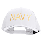 Licensed US Navy Embroidered Flexfit Mesh Trucker Cap - White OSFM