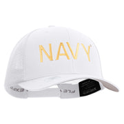 Licensed US Navy Embroidered Flexfit Mesh Trucker Cap - White OSFM