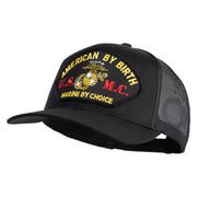 American By Birth U.S.M.C. Marine by Choice Patched Solid Cotton Twill Mesh Prostyle Cap - Black OSFM