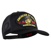 American By Birth U.S.M.C. Marine by Choice Patched Solid Cotton Twill Mesh Prostyle Cap - Black OSFM