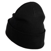 Monkey Animal Iron on Patched 12 Inch Long Knitted Beanie - Black OSFM