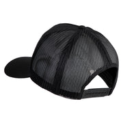 USA Flag Police Silver Blue Patched Solid Cotton Twill 5 panel Mesh Back Cap - Black OSFM