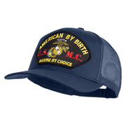 American By Birth U.S.M.C. Marine by Choice Patched Solid Cotton Twill Mesh Prostyle Cap - Navy OSFM