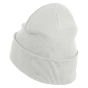 Monkey Animal Iron on Patched 12 Inch Long Knitted Beanie - White OSFM