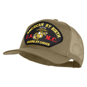 American By Birth U.S.M.C. Marine by Choice Patched Solid Cotton Twill Mesh Prostyle Cap - Khaki OSFM