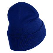 Breast Cancer Awareness Embroidered Patched 12 Inch Long Knitted Beanie - Royal OSFM