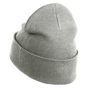 Monkey Animal Iron on Patched 12 Inch Long Knitted Beanie - Heather Grey OSFM