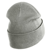 Monkey Animal Iron on Patched 12 Inch Long Knitted Beanie - Heather Grey OSFM