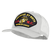 American By Birth U.S.M.C. Marine by Choice Patched Solid Cotton Twill Mesh Prostyle Cap - White OSFM