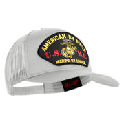 American By Birth U.S.M.C. Marine by Choice Patched Solid Cotton Twill Mesh Prostyle Cap - White OSFM