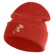 Monkey Animal Iron on Patched 12 Inch Long Knitted Beanie - Rust OSFM